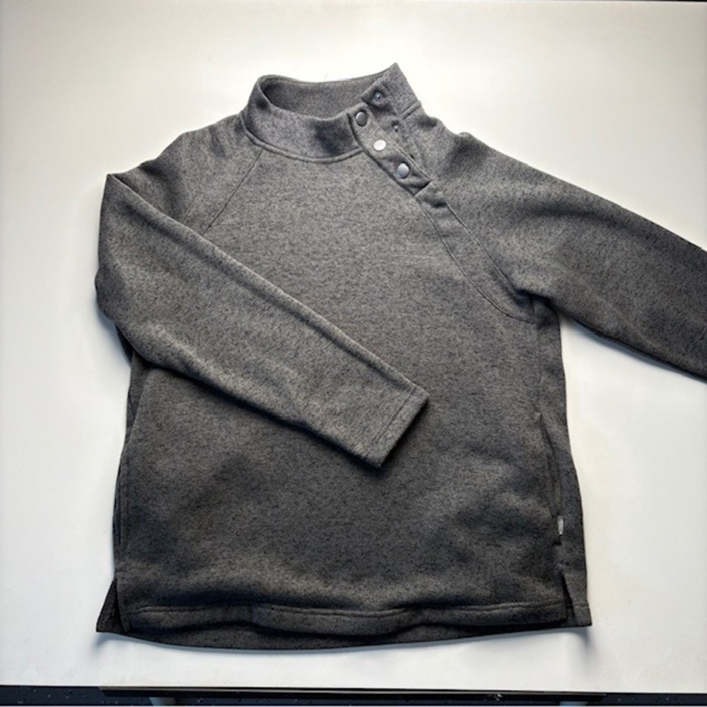 Eddie Bauer Mens Gray Fleece Mock Neck Snap Pullover Sweatshirt XL